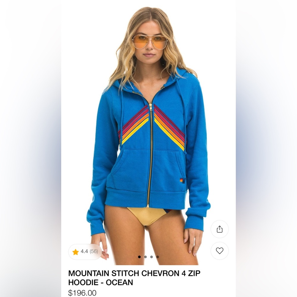 Aviator Nation Mountain Chevron Zip up Hoodie Ocean